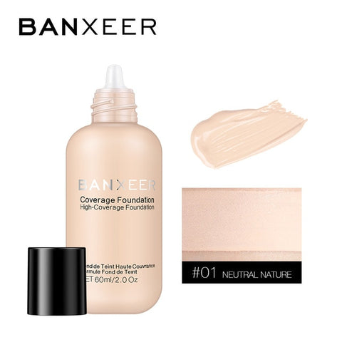 BANXEER Liquid Foundation Cream Waterproof Concealer Whitening BB Cream Primer Easy to Wear Base Face Makeup For Women