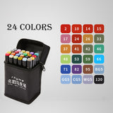 12/24/36/48/60 Colors Dual Tip Art Marker Pens Fine Liner Markers Watercolor Drawing Painting Pen Brush School Supplies 04379