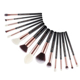 Jessup makeup brush set foundation buffer shader brush 15pcs Black/Rose gold Natural-Synthetic Hair pincel maquiagem Kit T160