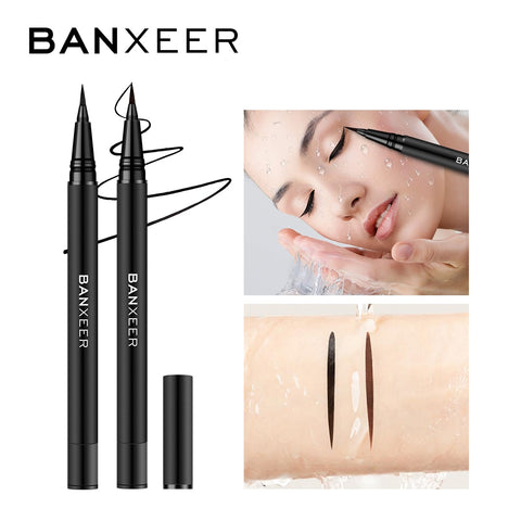 BANXEER Waterproof Eyeliner Long Lasting Eye Liner Pencil Quick Dry Black Brown ink Eyeliner Felt-Tip Pen Smudge-Proof Cosmetic