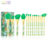 Docolor 14pcs Makeup Brushes Set and 34 Color Matte Shimmer Eyeshadow Palette Make up Palette Professional Tropical Collection