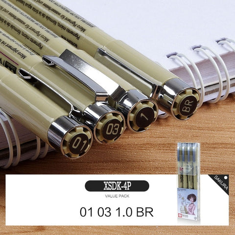 Sakura 4-13 Different Size Pigma Micron Needle Pen XSDK Black Marker Brush Pen Liner Pen for Sketch Drawing Design Manga Comic