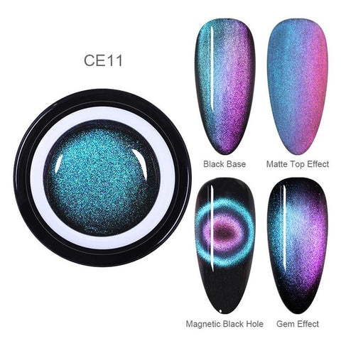 BORN PRETTY 9D Chameleon Cat Eye Nail Gel, Magnetic Soak Off UV Gel Nail Polish, Romantic Shining Gel Lacquers, 5ml Black Base