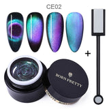 BORN PRETTY 9D Chameleon Cat Eye Nail Gel, Magnetic Soak Off UV Gel Nail Polish, Romantic Shining Gel Lacquers, 5ml Black Base