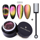 BORN PRETTY 9D Chameleon Cat Eye Nail Gel, Magnetic Soak Off UV Gel Nail Polish, Romantic Shining Gel Lacquers, 5ml Black Base