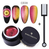 BORN PRETTY 9D Chameleon Cat Eye Nail Gel, Magnetic Soak Off UV Gel Nail Polish, Romantic Shining Gel Lacquers, 5ml Black Base