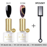 BORN PRETTY 9D Chameleon Cat Eye Nail Gel, Magnetic Soak Off UV Gel Nail Polish, Romantic Shining Gel Lacquers, 5ml Black Base