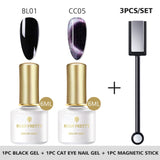 BORN PRETTY 9D Chameleon Cat Eye Nail Gel, Magnetic Soak Off UV Gel Nail Polish, Romantic Shining Gel Lacquers, 5ml Black Base