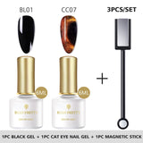 BORN PRETTY 9D Chameleon Cat Eye Nail Gel, Magnetic Soak Off UV Gel Nail Polish, Romantic Shining Gel Lacquers, 5ml Black Base