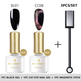 BORN PRETTY 9D Chameleon Cat Eye Nail Gel, Magnetic Soak Off UV Gel Nail Polish, Romantic Shining Gel Lacquers, 5ml Black Base