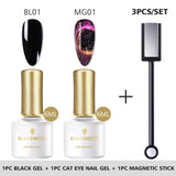 BORN PRETTY 9D Chameleon Cat Eye Nail Gel, Magnetic Soak Off UV Gel Nail Polish, Romantic Shining Gel Lacquers, 5ml Black Base