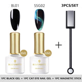 BORN PRETTY 9D Chameleon Cat Eye Nail Gel, Magnetic Soak Off UV Gel Nail Polish, Romantic Shining Gel Lacquers, 5ml Black Base