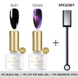 BORN PRETTY 9D Chameleon Cat Eye Nail Gel, Magnetic Soak Off UV Gel Nail Polish, Romantic Shining Gel Lacquers, 5ml Black Base