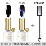 BORN PRETTY 9D Chameleon Cat Eye Nail Gel, Magnetic Soak Off UV Gel Nail Polish, Romantic Shining Gel Lacquers, 5ml Black Base