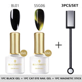 BORN PRETTY 9D Chameleon Cat Eye Nail Gel, Magnetic Soak Off UV Gel Nail Polish, Romantic Shining Gel Lacquers, 5ml Black Base