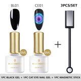 BORN PRETTY 9D Chameleon Cat Eye Nail Gel, Magnetic Soak Off UV Gel Nail Polish, Romantic Shining Gel Lacquers, 5ml Black Base