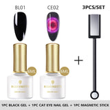 BORN PRETTY 9D Chameleon Cat Eye Nail Gel, Magnetic Soak Off UV Gel Nail Polish, Romantic Shining Gel Lacquers, 5ml Black Base