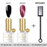 BORN PRETTY 9D Chameleon Cat Eye Nail Gel, Magnetic Soak Off UV Gel Nail Polish, Romantic Shining Gel Lacquers, 5ml Black Base