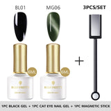 BORN PRETTY 9D Chameleon Cat Eye Nail Gel, Magnetic Soak Off UV Gel Nail Polish, Romantic Shining Gel Lacquers, 5ml Black Base