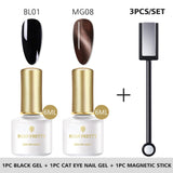 BORN PRETTY 9D Chameleon Cat Eye Nail Gel, Magnetic Soak Off UV Gel Nail Polish, Romantic Shining Gel Lacquers, 5ml Black Base