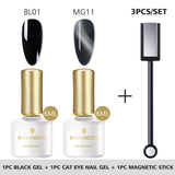 BORN PRETTY 9D Chameleon Cat Eye Nail Gel, Magnetic Soak Off UV Gel Nail Polish, Romantic Shining Gel Lacquers, 5ml Black Base