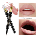 15 Color Lips Makeup Lipsticks Matte Red Black Lip Long Lasting Lip Pencil Moisturizer Liner Qibest Double-end Matt Lipstick Pen