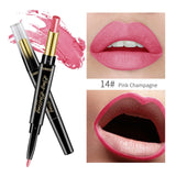 15 Color Lips Makeup Lipsticks Matte Red Black Lip Long Lasting Lip Pencil Moisturizer Liner Qibest Double-end Matt Lipstick Pen