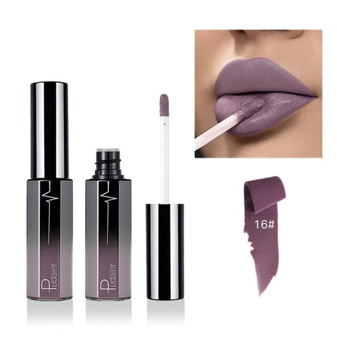 Pudaier Long Lasting Matte Lipsticks Waterproof 18 Color Velvet Liquid Lipstick Nude Red Purple Brown Lips Makeup Matt Lip Gloss