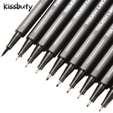 10Pcs/set Pigment Liner Micron Ink Marker Pen Based Brush Markers Different Tip Black Fineliner Sketching Drawing Pens Stationer