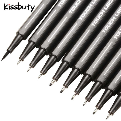 10Pcs/set Pigment Liner Micron Ink Marker Pen Based Brush Markers Different Tip Black Fineliner Sketching Drawing Pens Stationer