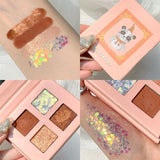 Matte Glitter Eyeshadow Palette 4 Colors Cute Animal Eye Shadow Palette Make Up Maquillaje Makeup Waterproof Lasting Shimmer TSL