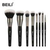 BEILI Luxury Black 2-40pcs Makeup Brushes Set Professional make up brushes set  Natural hair Powder Foundation Contour Fan