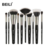 BEILI Luxury Black 2-40pcs Makeup Brushes Set Professional make up brushes set  Natural hair Powder Foundation Contour Fan