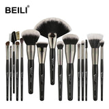 BEILI Luxury Black 2-40pcs Makeup Brushes Set Professional make up brushes set  Natural hair Powder Foundation Contour Fan