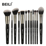 BEILI Luxury Black 2-40pcs Makeup Brushes Set Professional make up brushes set  Natural hair Powder Foundation Contour Fan