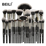 BEILI Luxury Black 2-40pcs Makeup Brushes Set Professional make up brushes set  Natural hair Powder Foundation Contour Fan