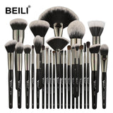 BEILI Luxury Black 2-40pcs Makeup Brushes Set Professional make up brushes set  Natural hair Powder Foundation Contour Fan