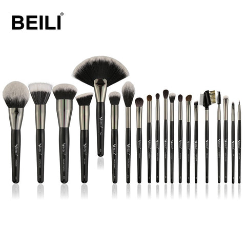 BEILI Luxury Black 2-40pcs Makeup Brushes Set Professional make up brushes set  Natural hair Powder Foundation Contour Fan