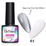 LEMOOC Spar Cat Eye Gel Soak Off Shining Chameleon Lacquers Glitter Bright Silver UV Gel Polish Magnetic Nail Art Varnishes