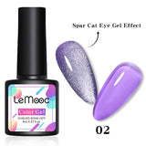 LEMOOC Spar Cat Eye Gel Soak Off Shining Chameleon Lacquers Glitter Bright Silver UV Gel Polish Magnetic Nail Art Varnishes