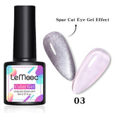 LEMOOC Spar Cat Eye Gel Soak Off Shining Chameleon Lacquers Glitter Bright Silver UV Gel Polish Magnetic Nail Art Varnishes