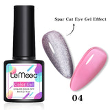 LEMOOC Spar Cat Eye Gel Soak Off Shining Chameleon Lacquers Glitter Bright Silver UV Gel Polish Magnetic Nail Art Varnishes