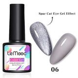 LEMOOC Spar Cat Eye Gel Soak Off Shining Chameleon Lacquers Glitter Bright Silver UV Gel Polish Magnetic Nail Art Varnishes