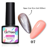 LEMOOC Spar Cat Eye Gel Soak Off Shining Chameleon Lacquers Glitter Bright Silver UV Gel Polish Magnetic Nail Art Varnishes