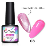 LEMOOC Spar Cat Eye Gel Soak Off Shining Chameleon Lacquers Glitter Bright Silver UV Gel Polish Magnetic Nail Art Varnishes