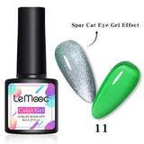 LEMOOC Spar Cat Eye Gel Soak Off Shining Chameleon Lacquers Glitter Bright Silver UV Gel Polish Magnetic Nail Art Varnishes