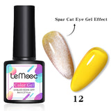 LEMOOC Spar Cat Eye Gel Soak Off Shining Chameleon Lacquers Glitter Bright Silver UV Gel Polish Magnetic Nail Art Varnishes