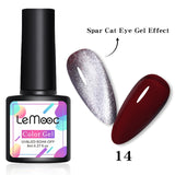 LEMOOC Spar Cat Eye Gel Soak Off Shining Chameleon Lacquers Glitter Bright Silver UV Gel Polish Magnetic Nail Art Varnishes