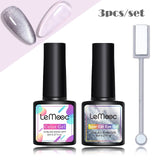 LEMOOC Spar Cat Eye Gel Soak Off Shining Chameleon Lacquers Glitter Bright Silver UV Gel Polish Magnetic Nail Art Varnishes