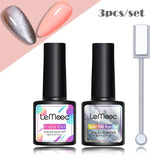 LEMOOC Spar Cat Eye Gel Soak Off Shining Chameleon Lacquers Glitter Bright Silver UV Gel Polish Magnetic Nail Art Varnishes